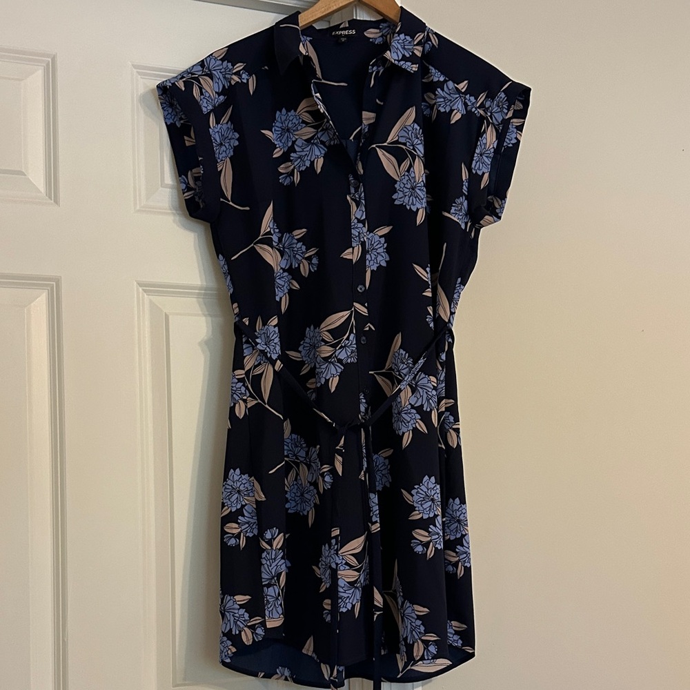 Express Dark Blue Floral Mini Dress